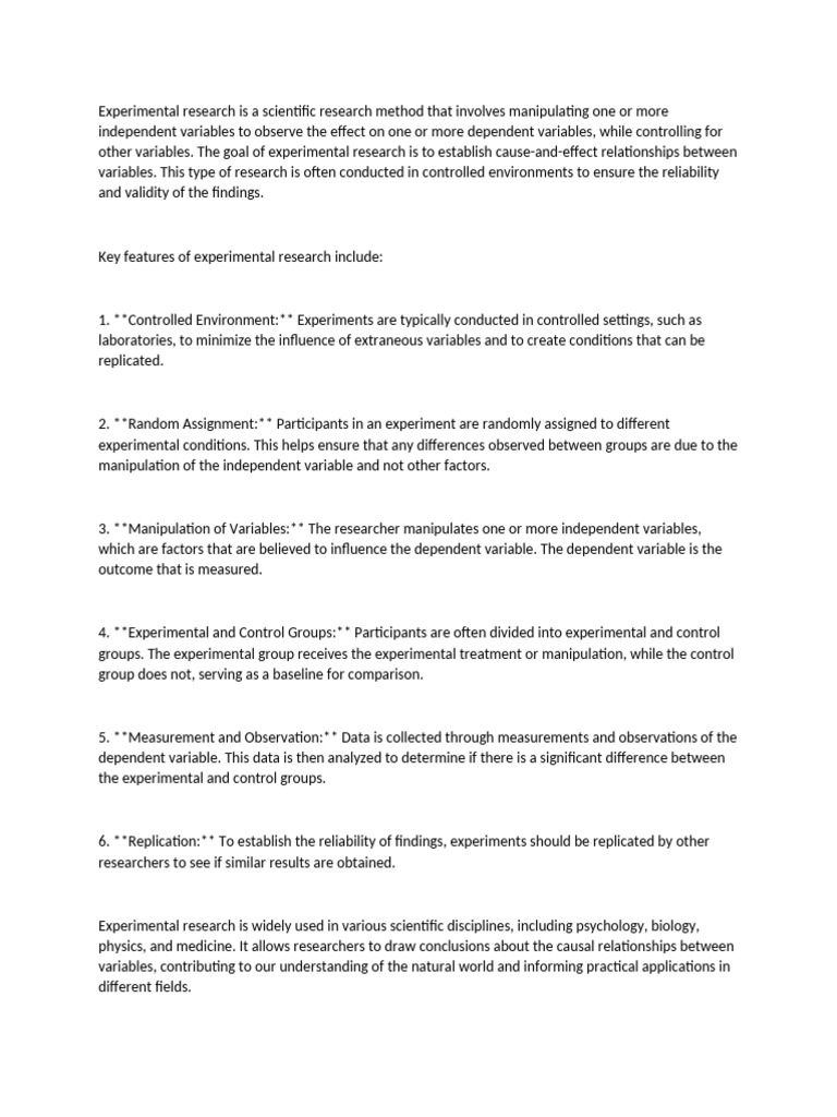 Experimental Research Is A Scientific Research Method That Involves ...