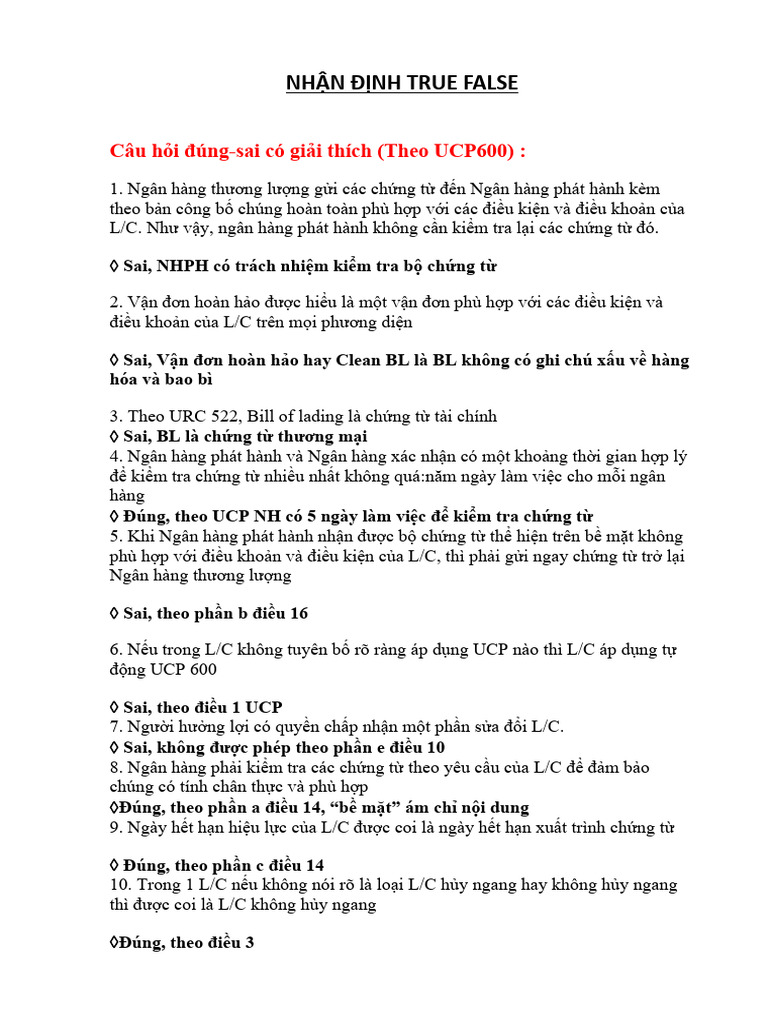 True False by Mie TTQT | PDF