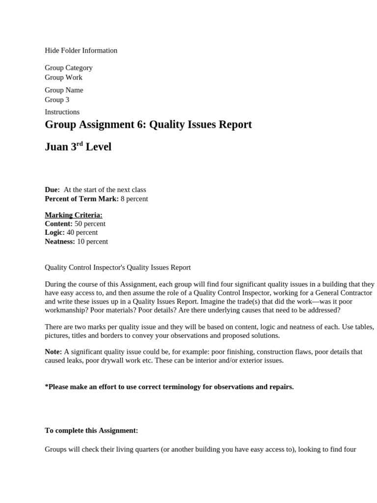 Group Assignment 6 Quality Issues Report | PDF