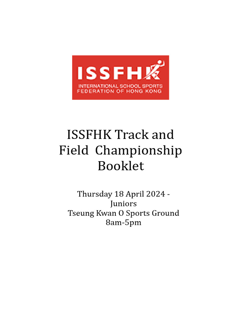 ISSFHK Track and Field Championship Junior Booklet 2024 | PDF