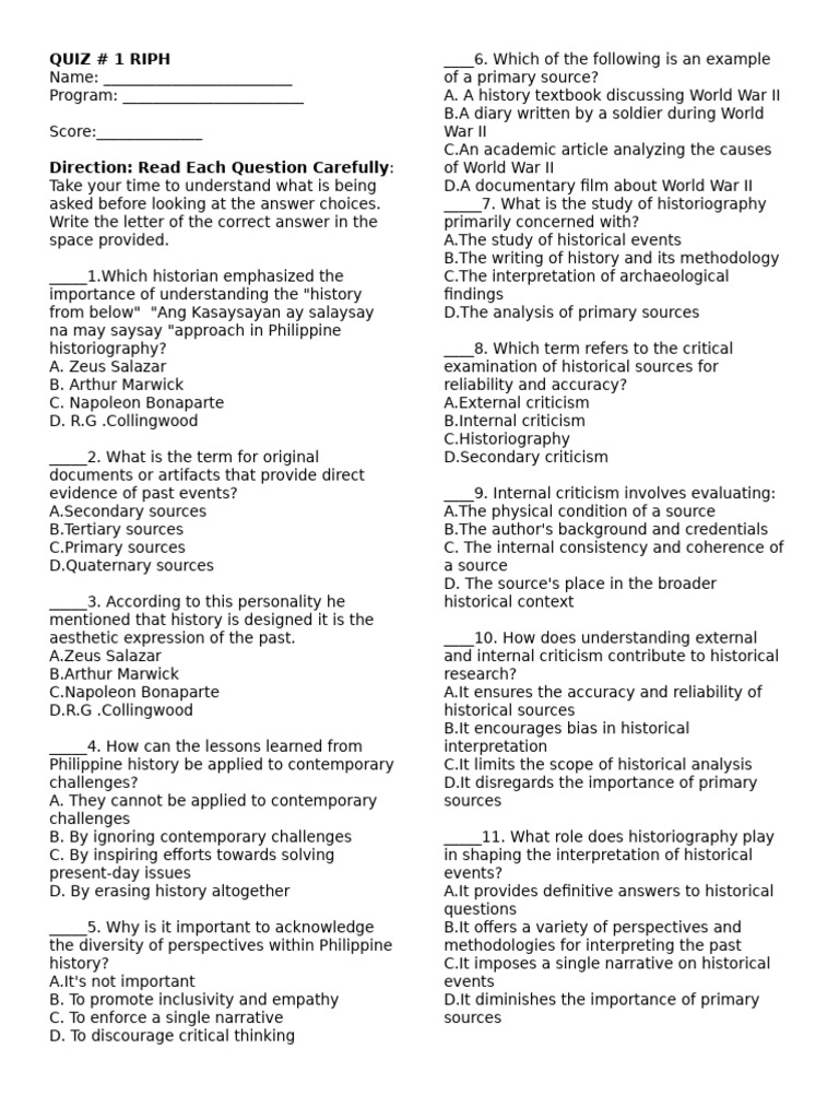 Quiz 1 Riph 2024 | PDF