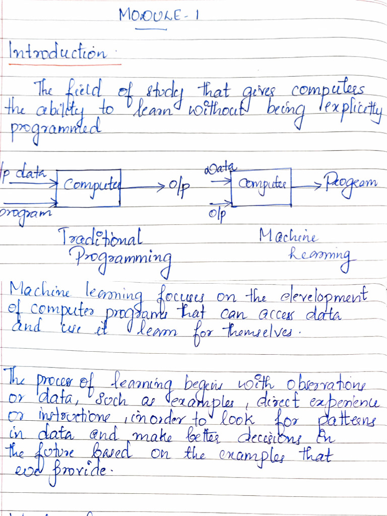 Module 1 notes-ML | PDF
