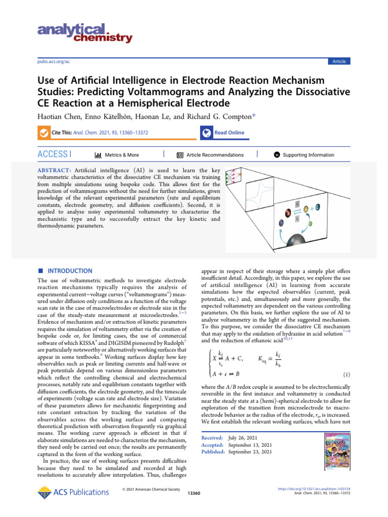 Chen Et Al 2021 Use of Artificial Intelligence in Electrode Reaction ...
