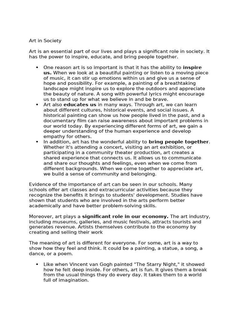 Art in Society Global Perspective TOpic | PDF