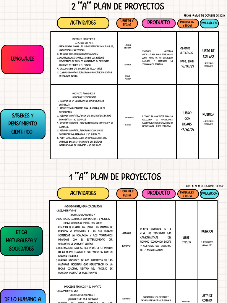 PLAN DE ACTIVIDADES SEGUNDO GRADO | PDF