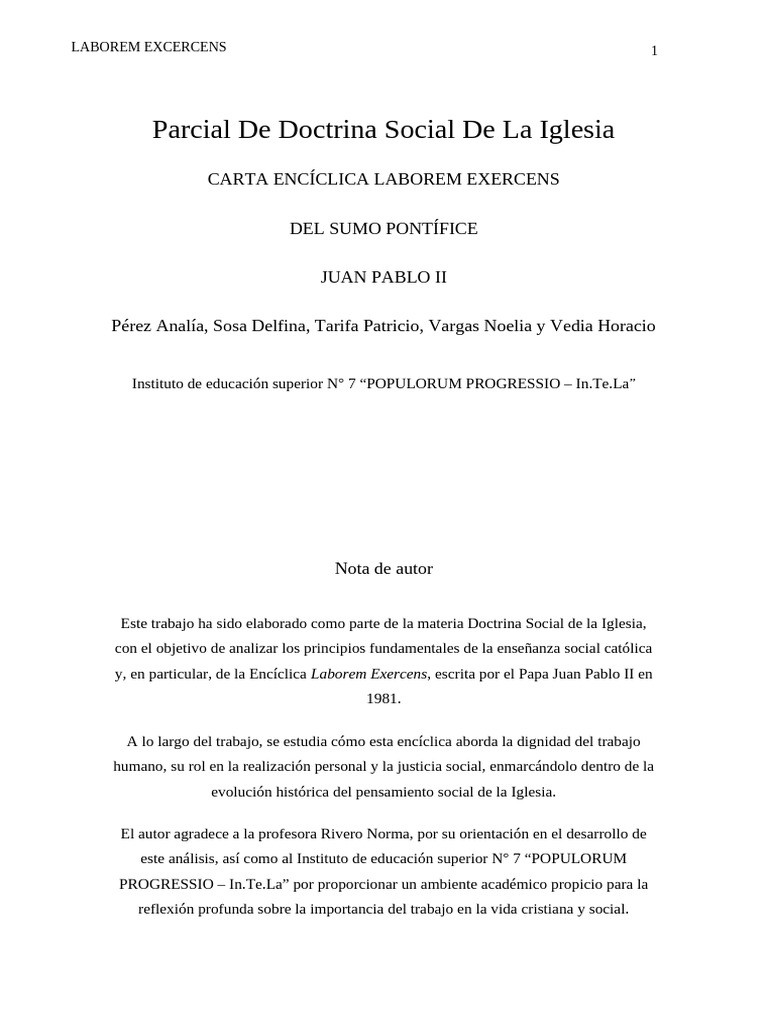Parcial de Doctrina Social de La Iglesia | PDF