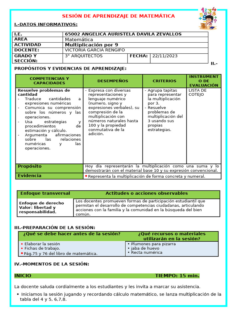 Sesion Mate Multiplic Por 9 | PDF