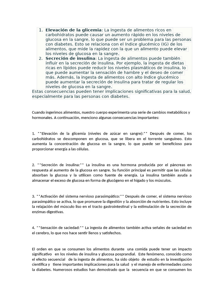 Consecuencias de La Ingesta Alimenticia | PDF