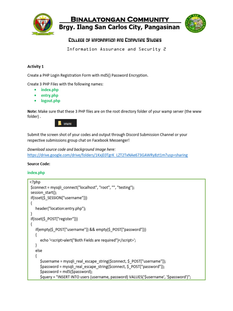 PHP Login Form with MD5 Encryption | PDF | Password | User (Computing)