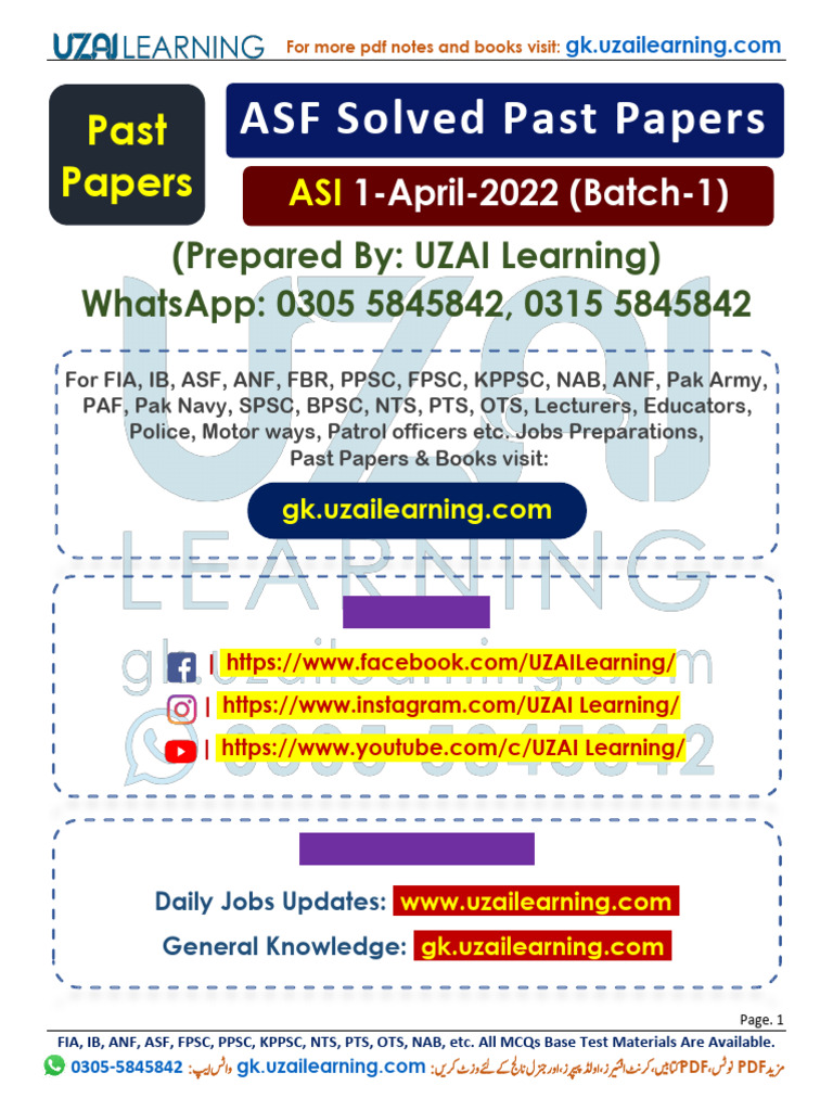 ASF & ASI Solved Past Papers 2022 | PDF | Moon | Technology & Engineering