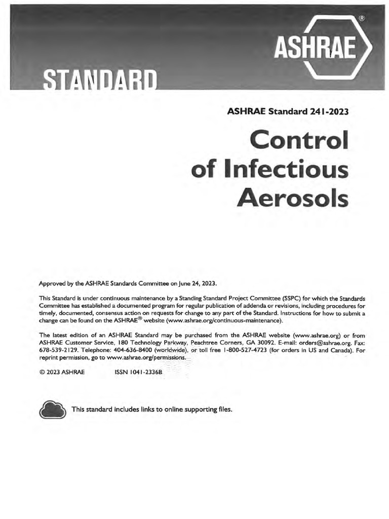 ASHRAE 241 2023 - Control of Infectious Aerosols | PDF