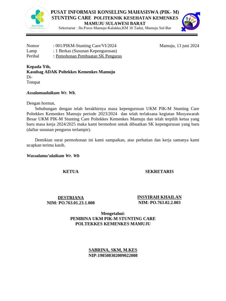 Sk Kepengurusan 2024 Pdf