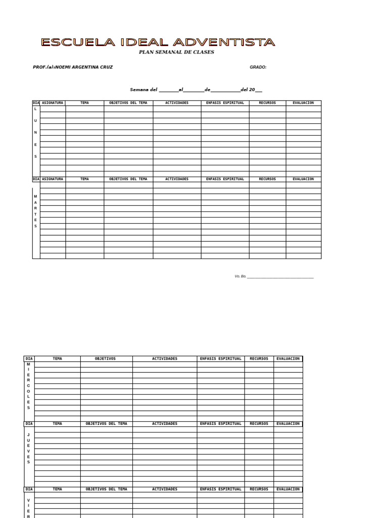Plan Semanal de Clases Espirituales | PDF | Crecimiento personal y ...