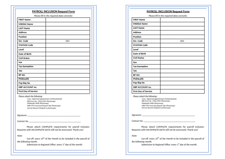 Requirements Payroll-Inclusion | PDF