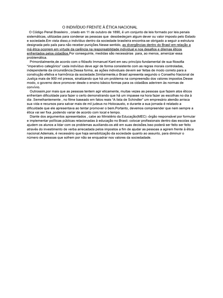 Reda o o individuo frente a tica nacional documentos google pdf