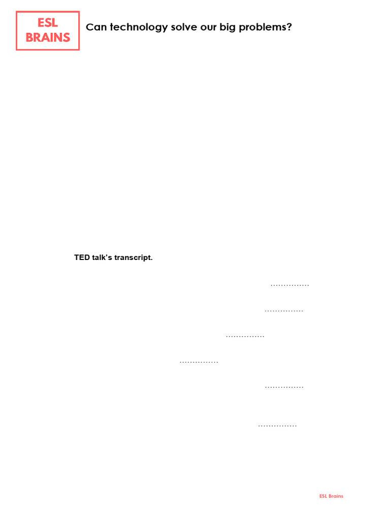 ESL Brains Can Technology Solve Our Big Problems SV 0420 | PDF
