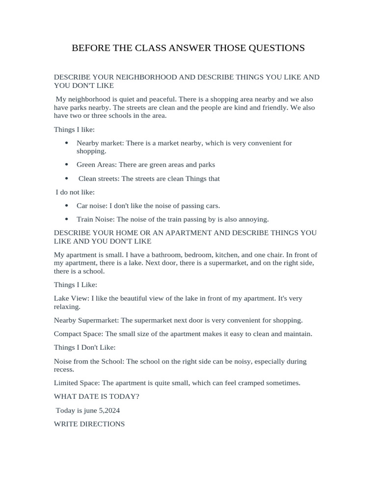 Before The Class Answer Those Questions | PDF