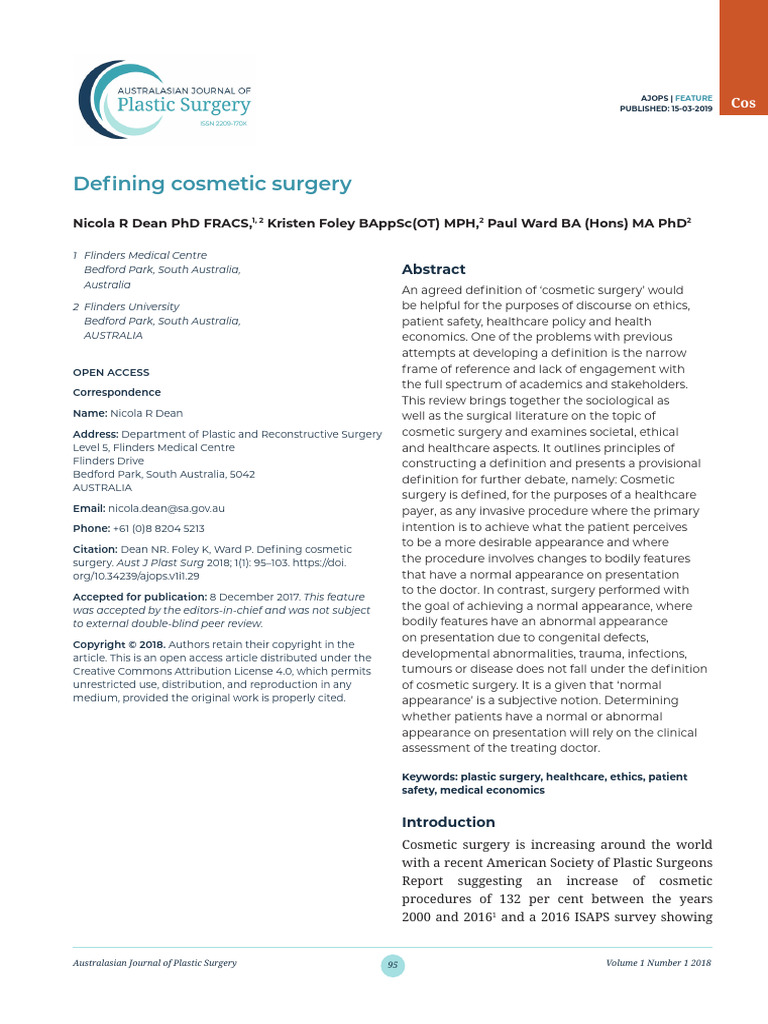 Defining Cosmetic Surgery | PDF | Surgery | Plastic Surgery