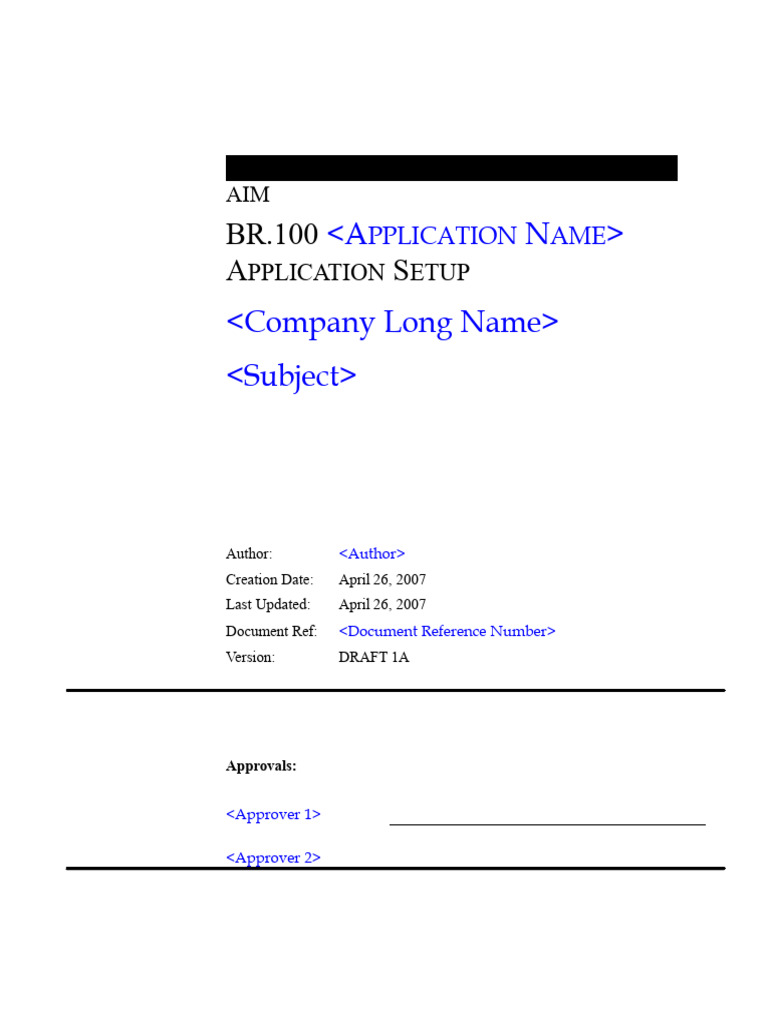 BR 100 Application Setup Document | PDF
