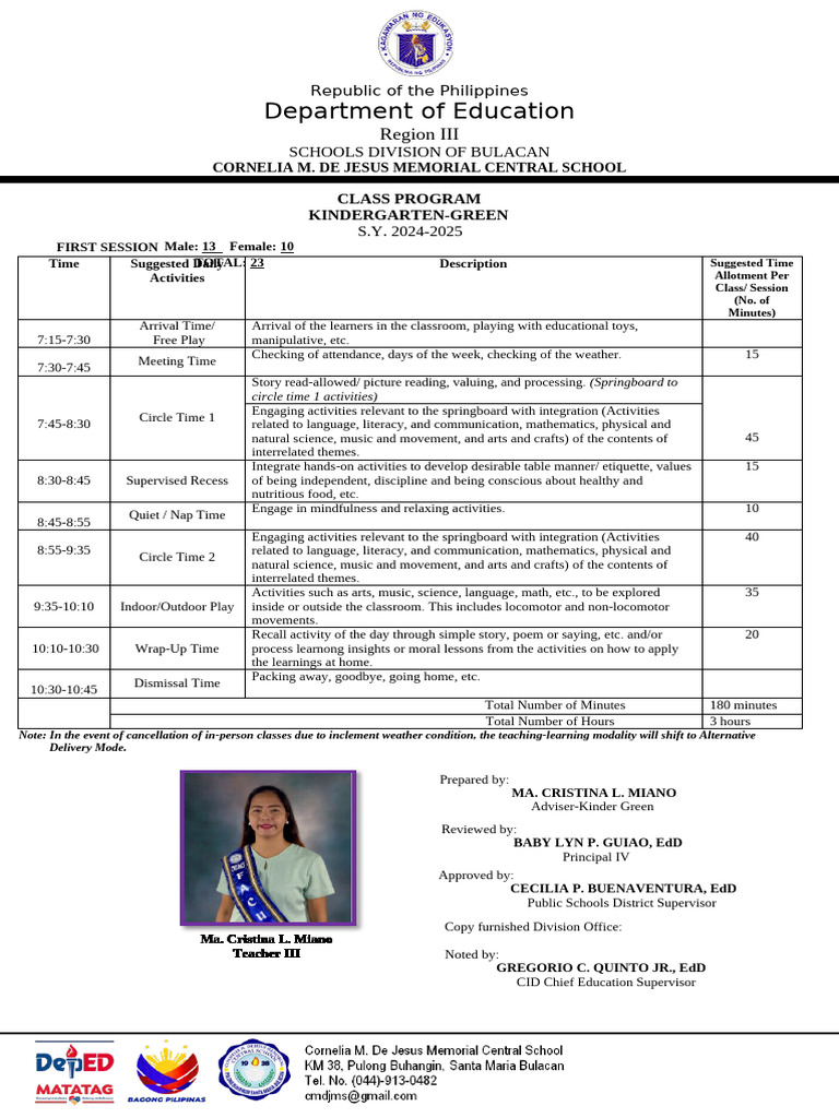 Class Program 24 25 FINAL EDITION | PDF