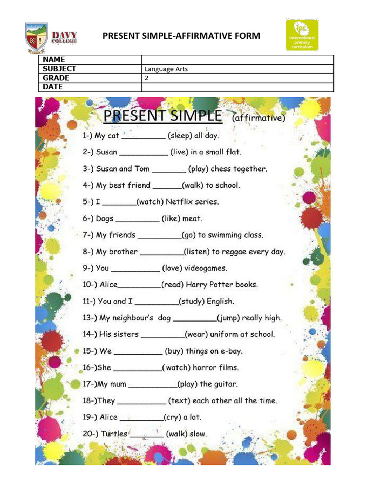 Present Simple Affirmative Form | PDF