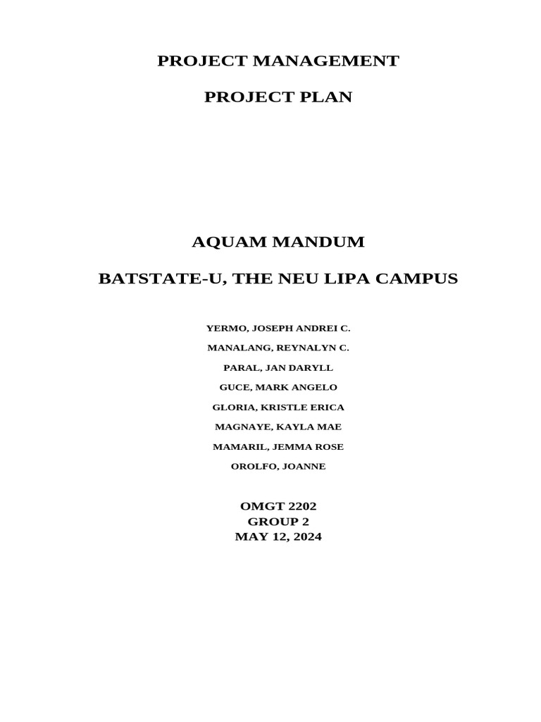 Project Plan Group 2 | PDF