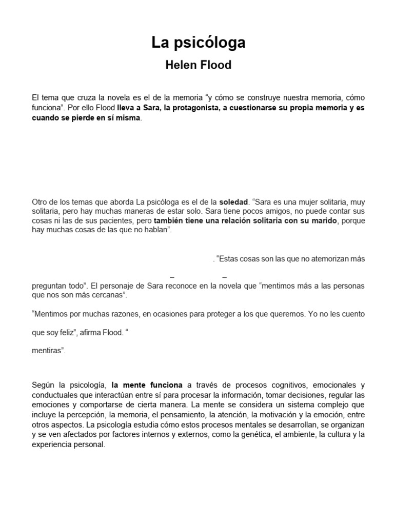 La psicóloga y la memoria en la salud mental | PDF | Las emociones ...