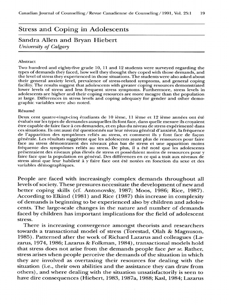Adolescent Stress and Coping Strategies | PDF | Adolescence | Psychology