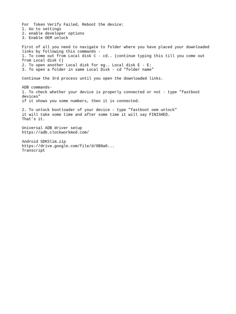 Fastboot Oem Unloc | PDF