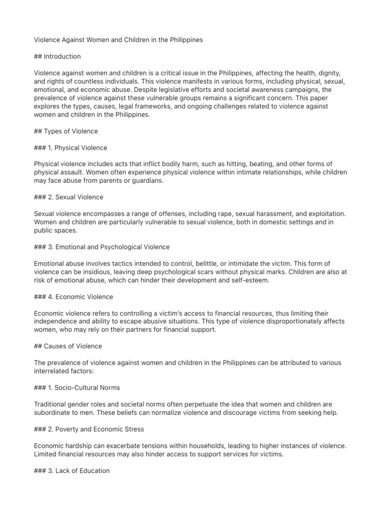 Violence Against Women and Children in The Philippines | PDF