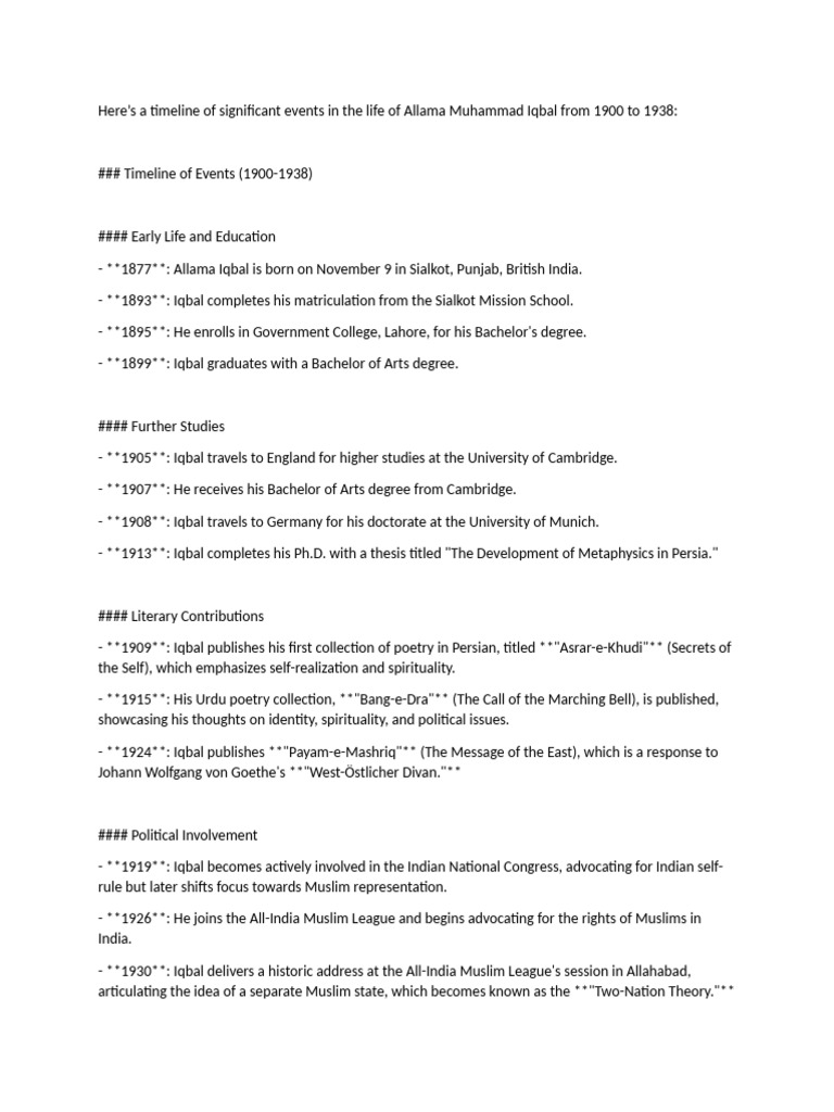 iqbal life timeline | PDF