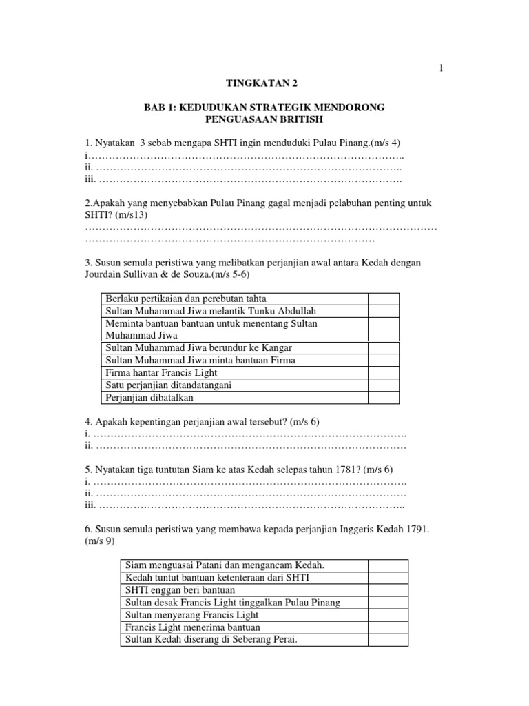 37924717 Soalan Latihan Sejarah Tingkatan 2