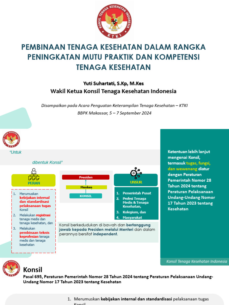 Pembinaan Tenaga Kesehatan Dalam Rangka Peningkatan Mutu Praktik Dan
