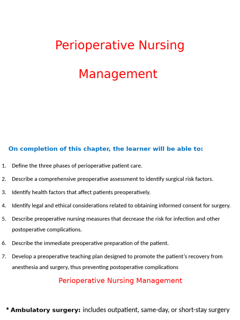 Peroperative Nursing Management 1 Kefah | PDF | Surgery | Perioperative