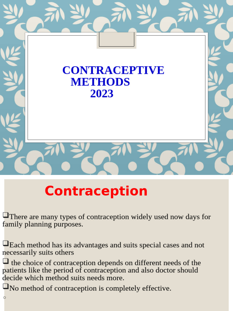 Comprehensive Guide to Contraceptive Methods | PDF | Birth Control ...
