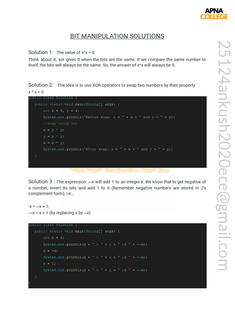 Bit Manipulation Solutions | PDF