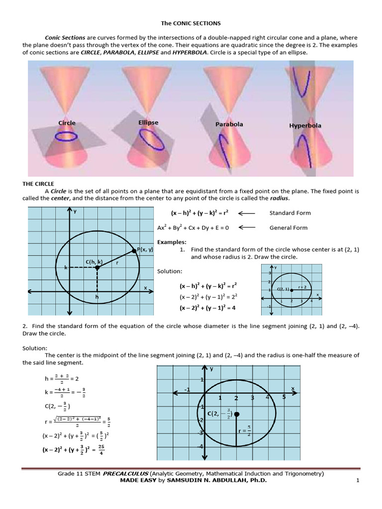 The Conic Sections For Senior High School Students | PDF | Ellipse | Circle