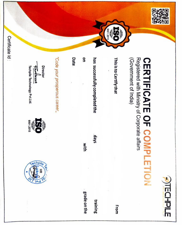 Engineering Training Completion | PDF