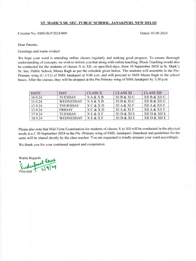 Circular For Classes X To XII | PDF