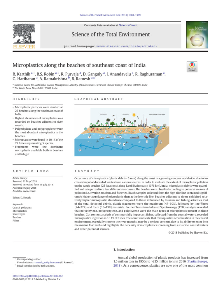 Microplastics Along The Beaches of South | PDF