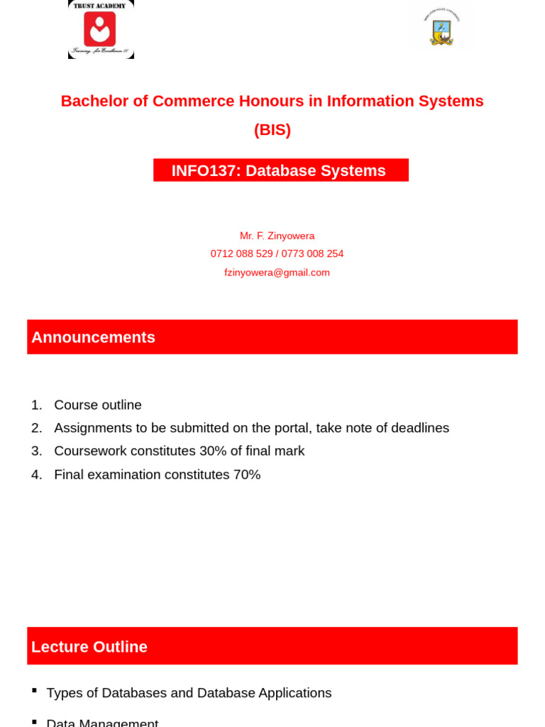 Lesson 1 introduction to database systems pdf