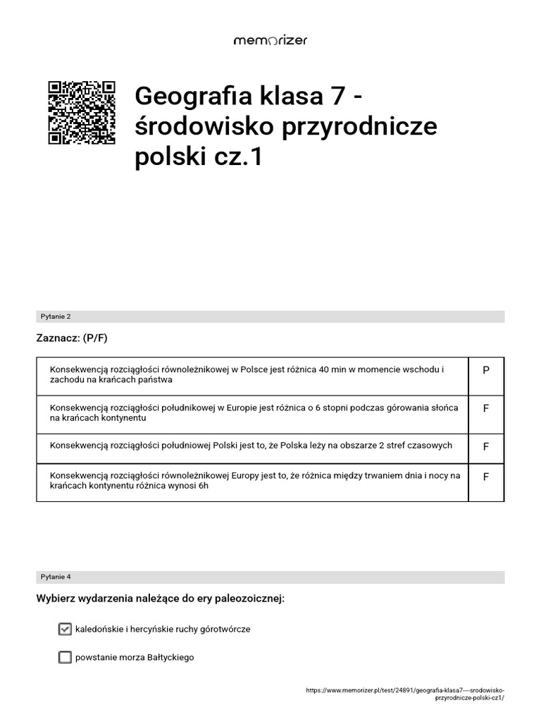 środowisko Przyrodnicze Polski Sprawdzian Klasa 7 Cz 1 Odpowiedzi