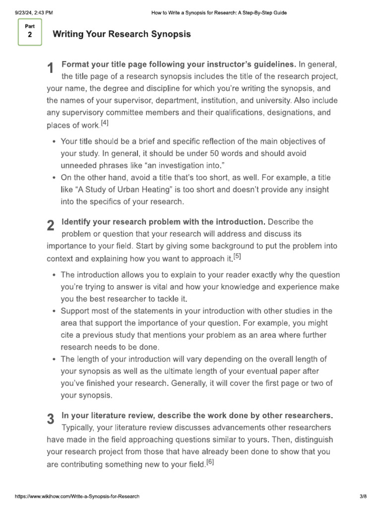 Writing Your Research Synopsis | PDF