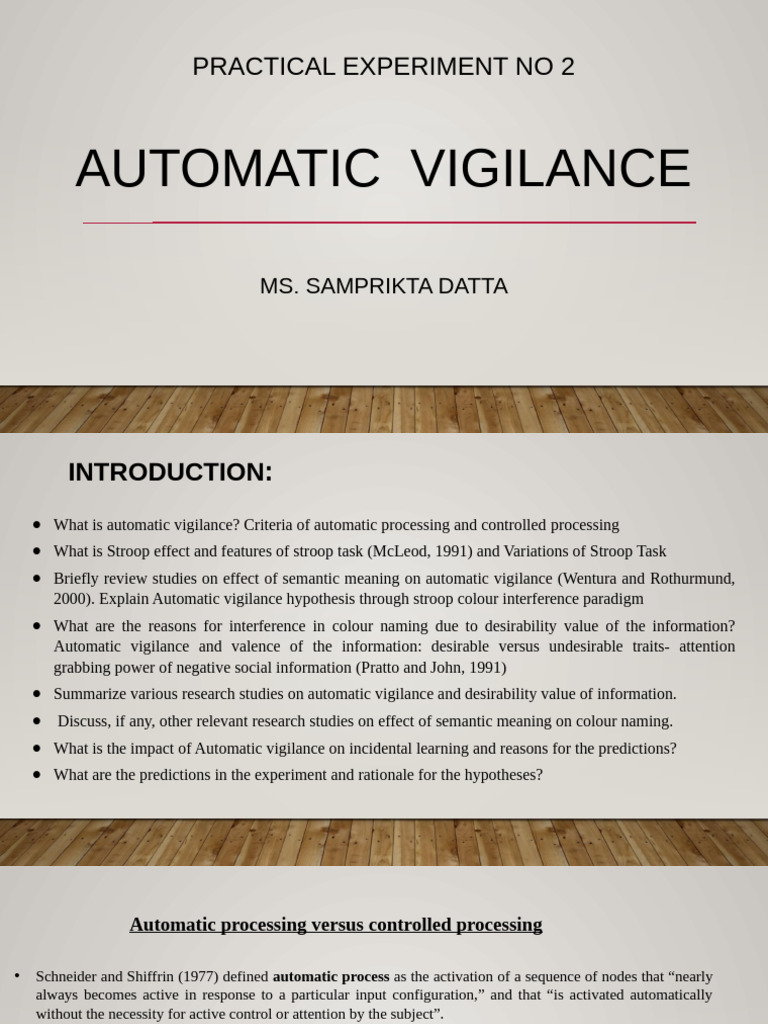 Understanding Automatic Vigilance and Stroop Effect | PDF | Attention ...