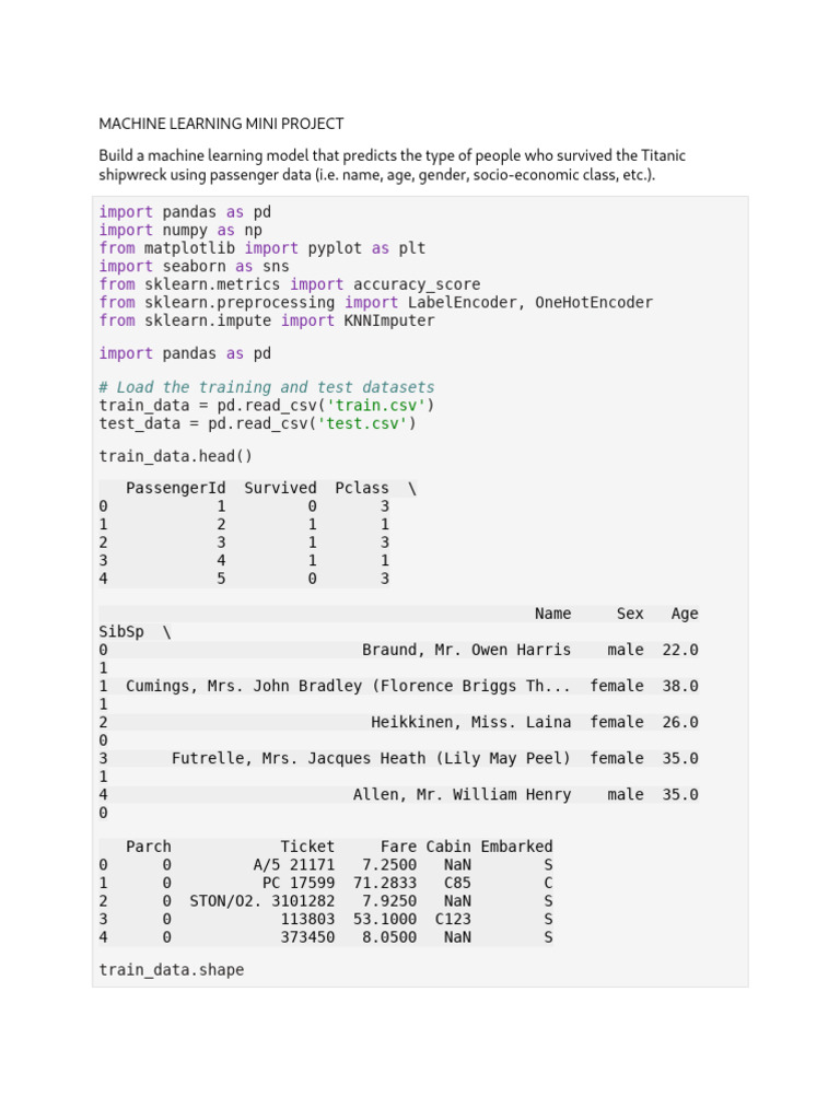 ML Mini Project Code | PDF