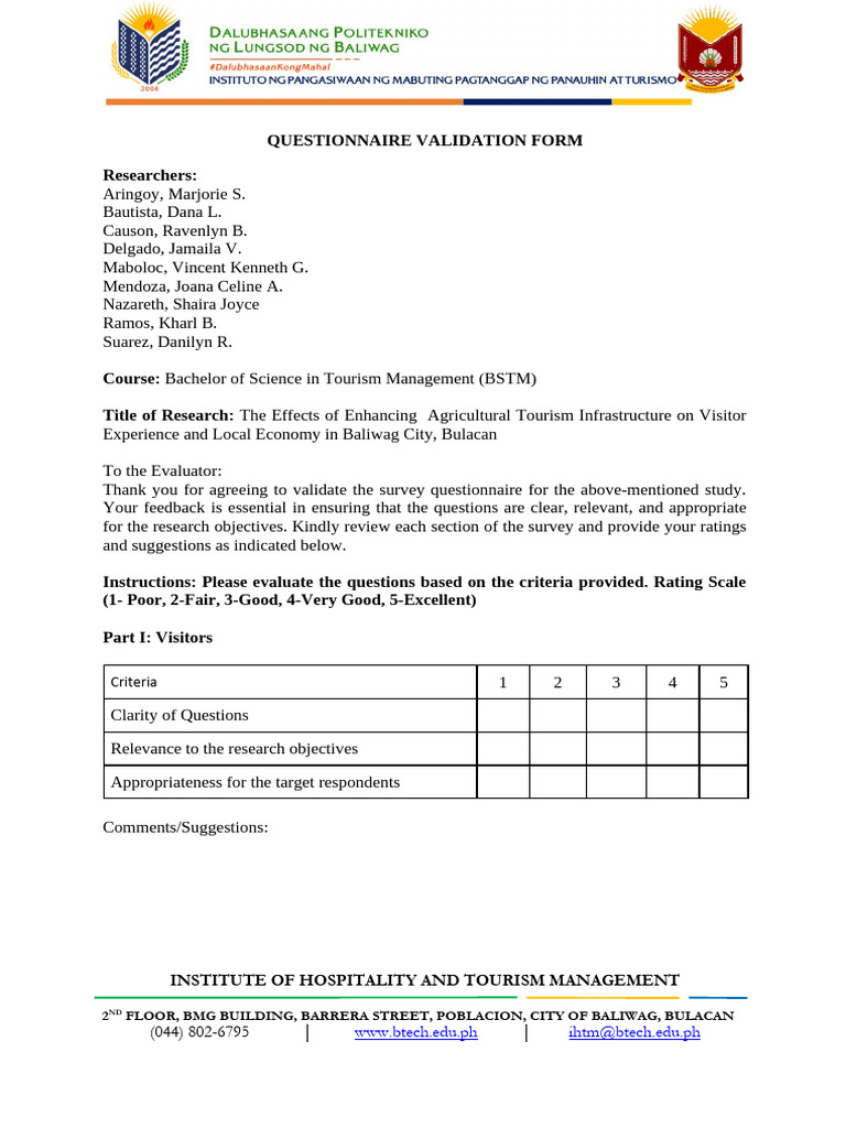 Validation du Questionnaire de Recherche | PDF
