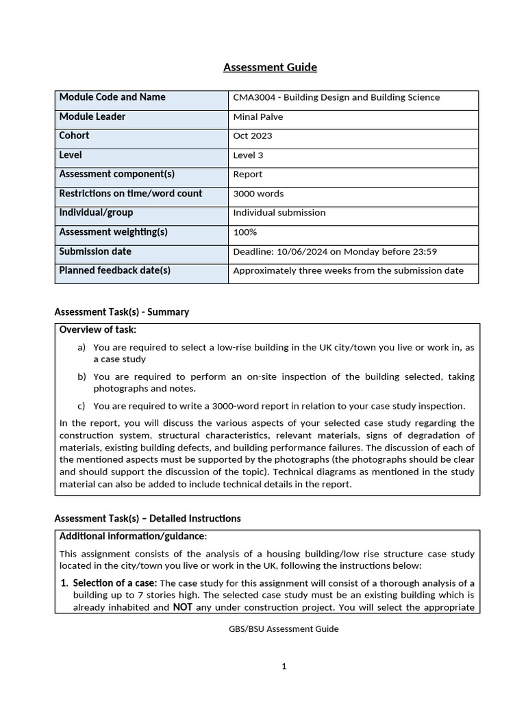 Building Design Assessment Guide | PDF | Academic Dishonesty | Art