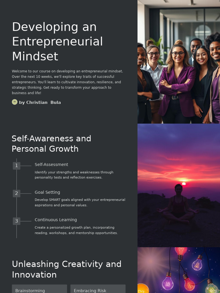 Developing An Entrepreneurial Mindset 1 | PDF | Entrepreneurship | Mindset