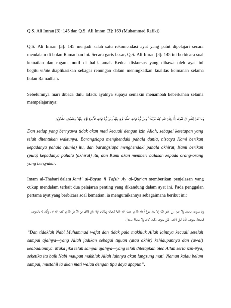 2 Ali Imran 145 Dan 169 | PDF