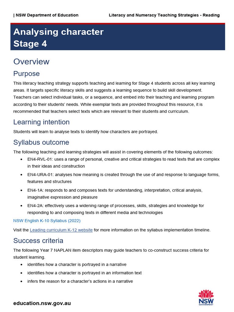 s4 Reading Characterisation | PDF